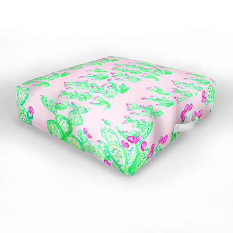 Lisa Argyropoulos Prickly Pear Spring Pink Outdoor Floor Cushion