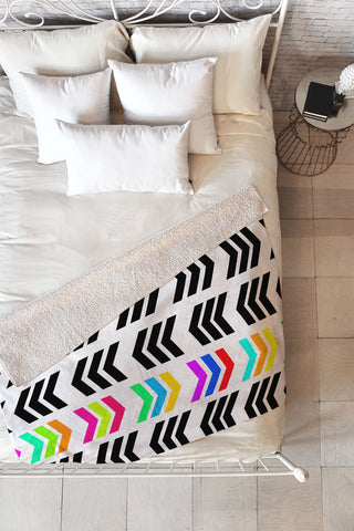 Lisa Argyropoulos Rainbow Pop Zig Zag Fleece Throw Blanket