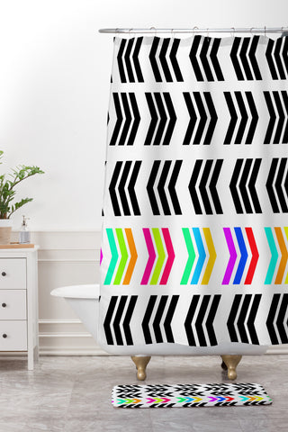 Lisa Argyropoulos Rainbow Pop Zig Zag Shower Curtain And Mat