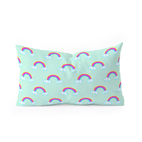 Lisa Argyropoulos Rainbows Mint Oblong Throw Pillow