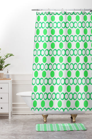 Lisa Argyropoulos Retrocity In Spearmint Shower Curtain And Mat