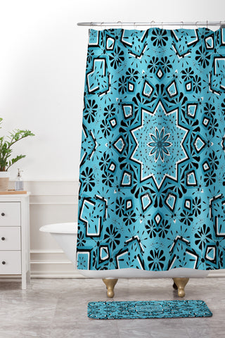Lisa Argyropoulos Retroscopic In Blue Jazz Shower Curtain And Mat
