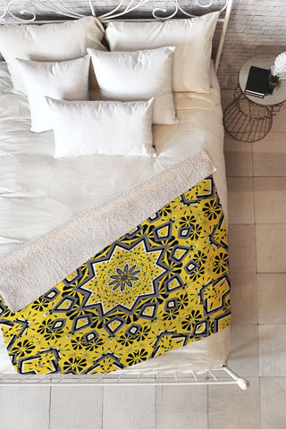 Lisa Argyropoulos Retroscopic In Lemon Fleece Throw Blanket