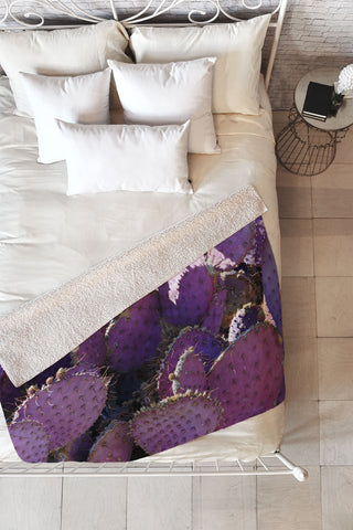 Lisa Argyropoulos Rustic Purple Pancake Cactus Fleece Throw Blanket