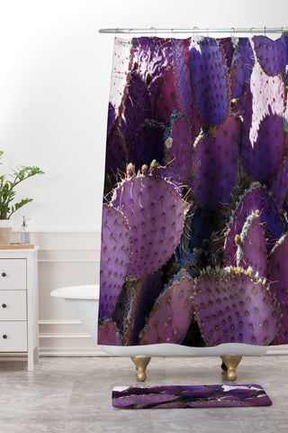Lisa Argyropoulos Rustic Purple Pancake Cactus Shower Curtain And Mat