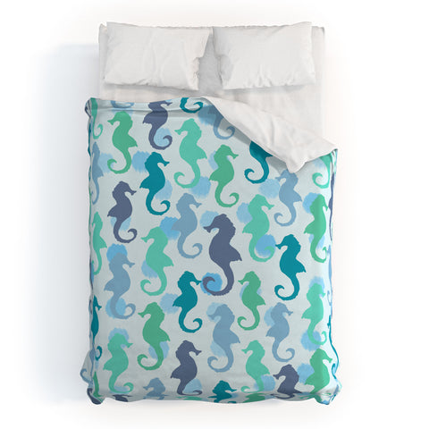 Lisa Argyropoulos Seahorses And Bubbles Duvet Cover
