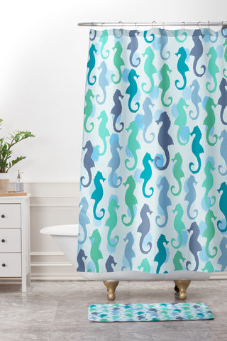 Lisa Argyropoulos Seahorses And Bubbles Shower Curtain And Mat