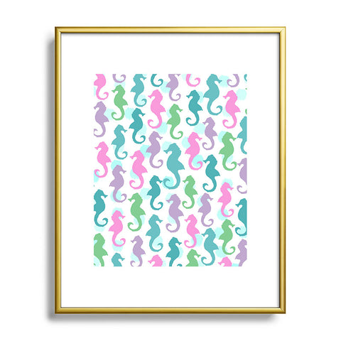 Lisa Argyropoulos Seahorses and Bubbles Spring Metal Framed Art Print