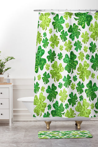 Lisa Argyropoulos Shimmering Shamrocks Shower Curtain And Mat