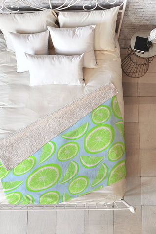 Lisa Argyropoulos Simply Lime Blue Fleece Throw Blanket
