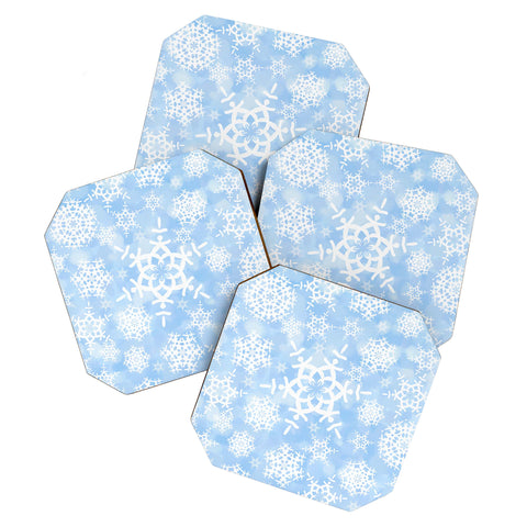 Lisa Argyropoulos Snow Flurries in Blue Coaster Set