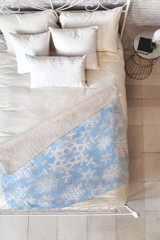 Lisa Argyropoulos Snow Flurries in Blue Fleece Throw Blanket