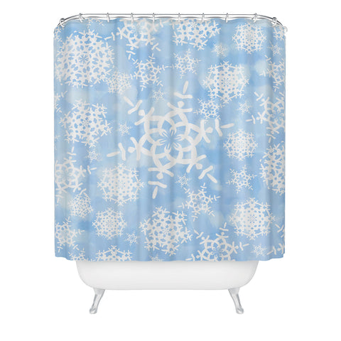 Lisa Argyropoulos Snow Flurries in Blue Shower Curtain