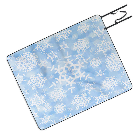 Lisa Argyropoulos Snow Flurries in Blue Picnic Blanket