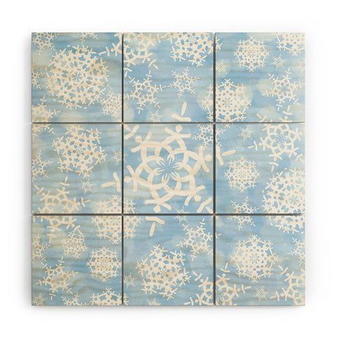 Lisa Argyropoulos Snow Flurries in Blue Wood Wall Mural