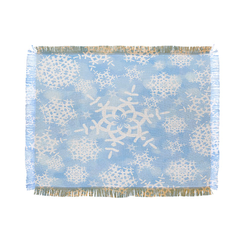 Lisa Argyropoulos Snow Flurries in Blue Throw Blanket