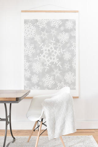 Lisa Argyropoulos Snow Flurries in Gray Art Print And Hanger