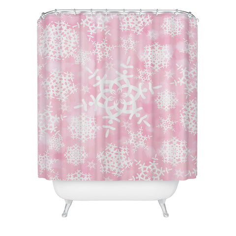 Lisa Argyropoulos Snow Flurries in Pink Shower Curtain