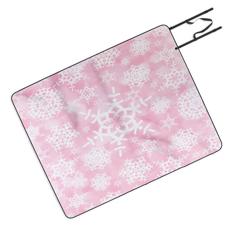 Lisa Argyropoulos Snow Flurries in Pink Picnic Blanket