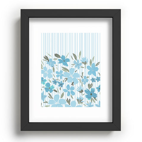 Lisa Argyropoulos Spring Floral And Stripes Blue Mist Recessed Framing Rectangle