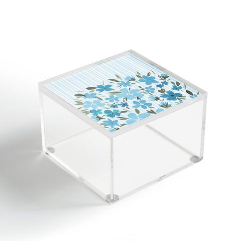 Lisa Argyropoulos Spring Floral And Stripes Blue Mist Acrylic Box