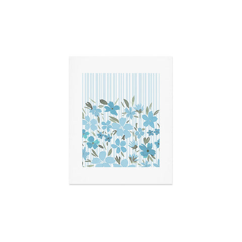 Lisa Argyropoulos Spring Floral And Stripes Blue Mist Art Print