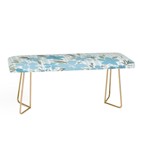 Lisa Argyropoulos Spring Floral And Stripes Blue Mist Bench