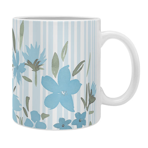Lisa Argyropoulos Spring Floral And Stripes Blue Mist Coffee Mug