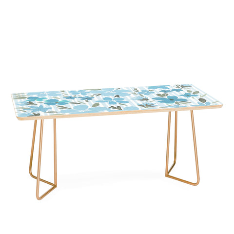 Lisa Argyropoulos Spring Floral And Stripes Blue Mist Coffee Table