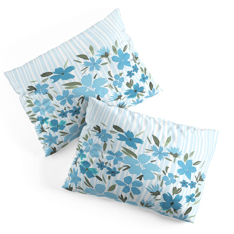 Lisa Argyropoulos Spring Floral And Stripes Blue Mist Pillow Shams
