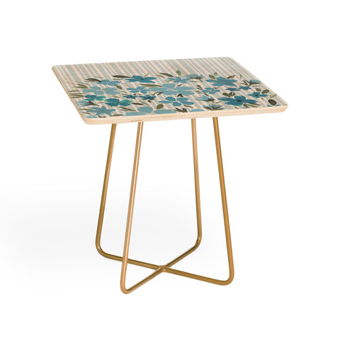 Lisa Argyropoulos Spring Floral And Stripes Blue Mist Side Table