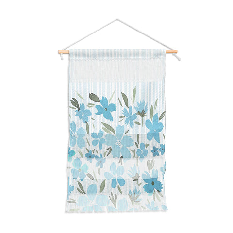Lisa Argyropoulos Spring Floral And Stripes Blue Mist Wall Hanging Portrait