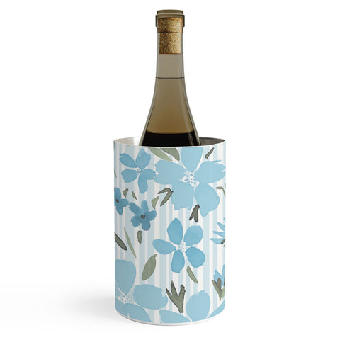 Lisa Argyropoulos Spring Floral And Stripes Blue Mist Wine Chiller