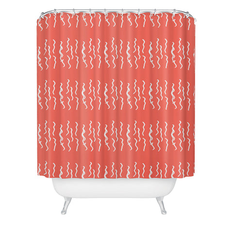 Lisa Argyropoulos Squiggle Coral Shower Curtain