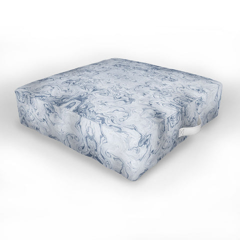 Lisa Argyropoulos Steely Blue Marble Kali Outdoor Floor Cushion