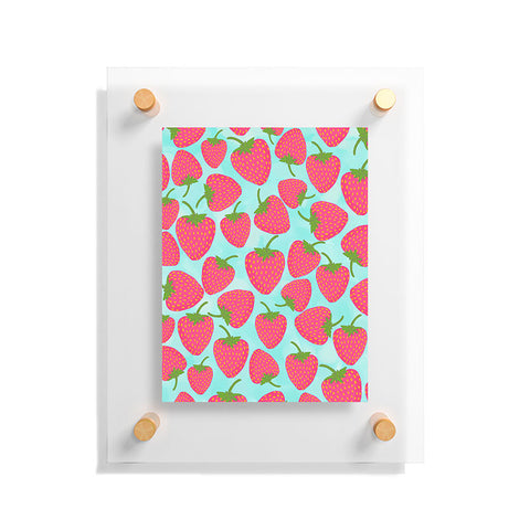 Lisa Argyropoulos Strawberry Sweet In Blue Floating Acrylic Print