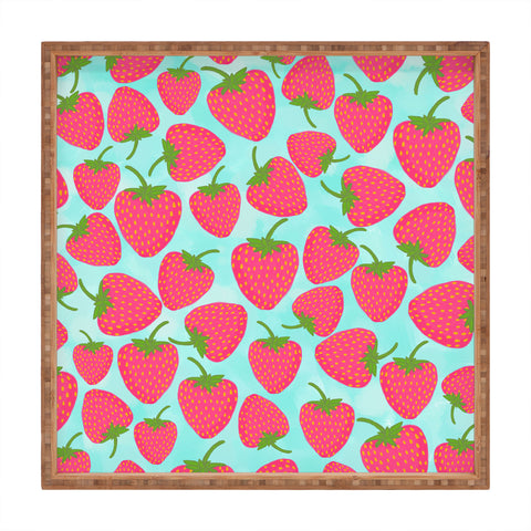Lisa Argyropoulos Strawberry Sweet In Blue Square Tray