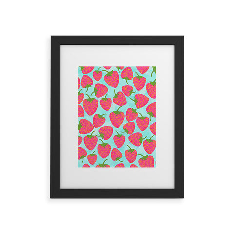 Lisa Argyropoulos Strawberry Sweet In Blue Framed Art Print