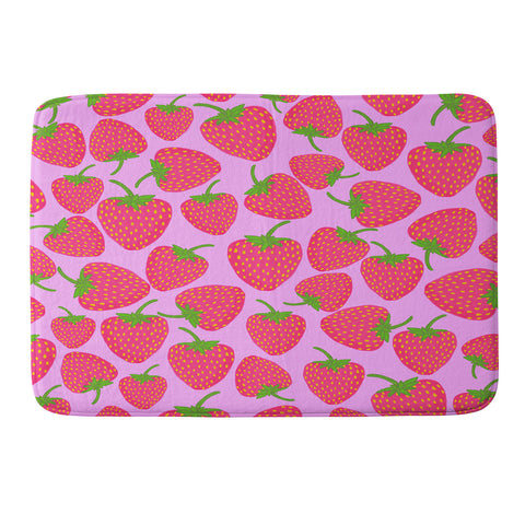 Lisa Argyropoulos Strawberry Sweet in Lavender Memory Foam Bath Mat