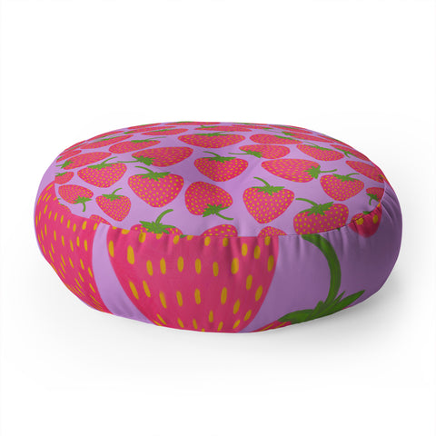 Lisa Argyropoulos Strawberry Sweet in Lavender Floor Pillow Round
