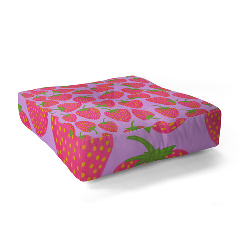 Lisa Argyropoulos Strawberry Sweet in Lavender Floor Pillow Square