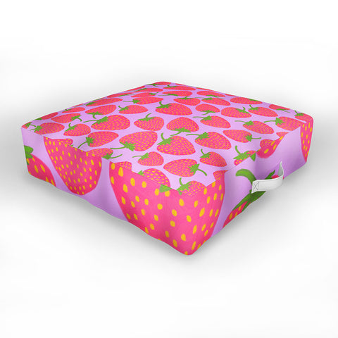 Lisa Argyropoulos Strawberry Sweet in Lavender Outdoor Floor Cushion