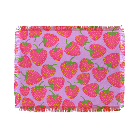 Lisa Argyropoulos Strawberry Sweet in Lavender Throw Blanket