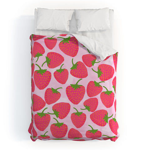 Lisa Argyropoulos Strawberry Sweet In Pink Duvet Cover