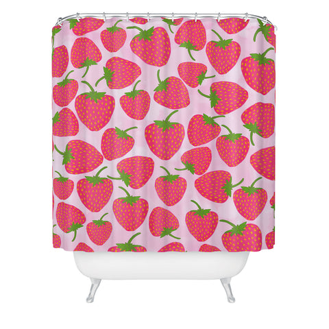 Lisa Argyropoulos Strawberry Sweet In Pink Shower Curtain