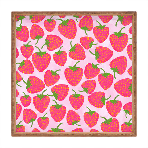 Lisa Argyropoulos Strawberry Sweet In Pink Square Tray