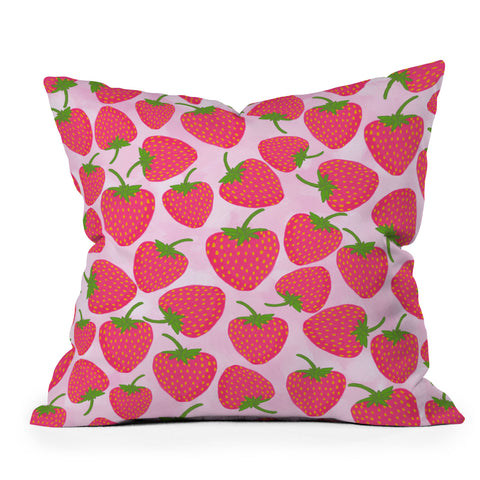 Lisa Argyropoulos Strawberry Sweet In Pink Throw Pillow