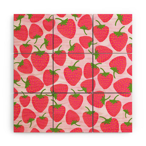 Lisa Argyropoulos Strawberry Sweet In Pink Wood Wall Mural