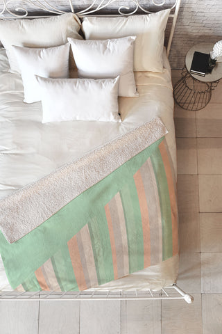 Lisa Argyropoulos Striped Desert Sage Fleece Throw Blanket