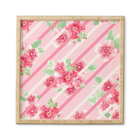 Lisa Argyropoulos Summer Blossoms Stripes Pink Framed Wall Art